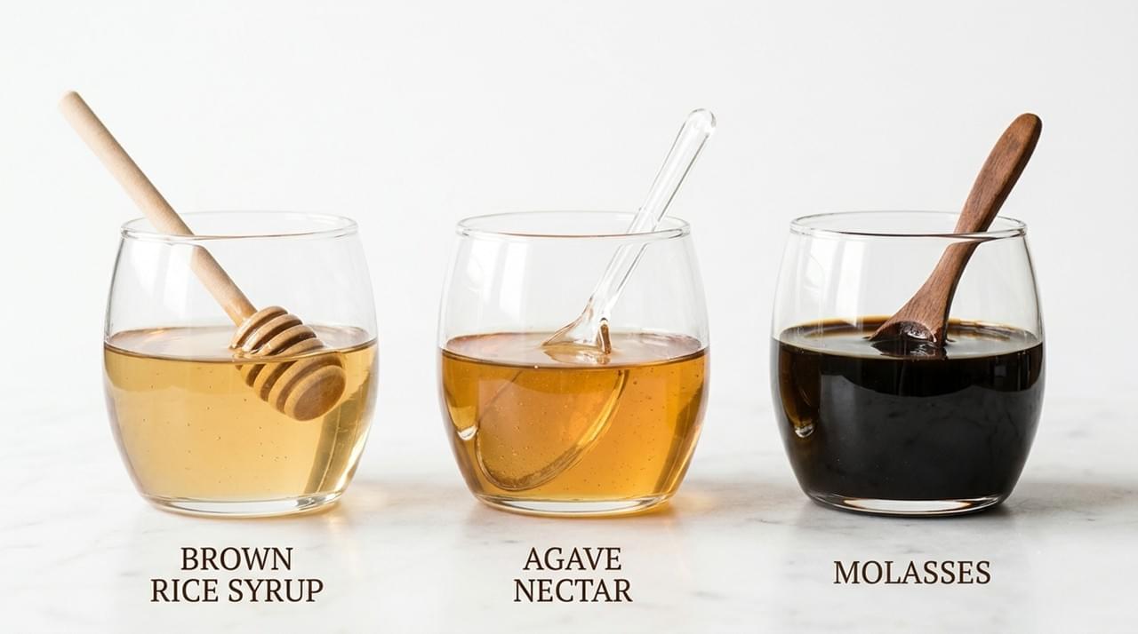 Natürlicher Sirup Vergleich brauner Reis Agave Melasse Farbe Viskosität B2B Zutat