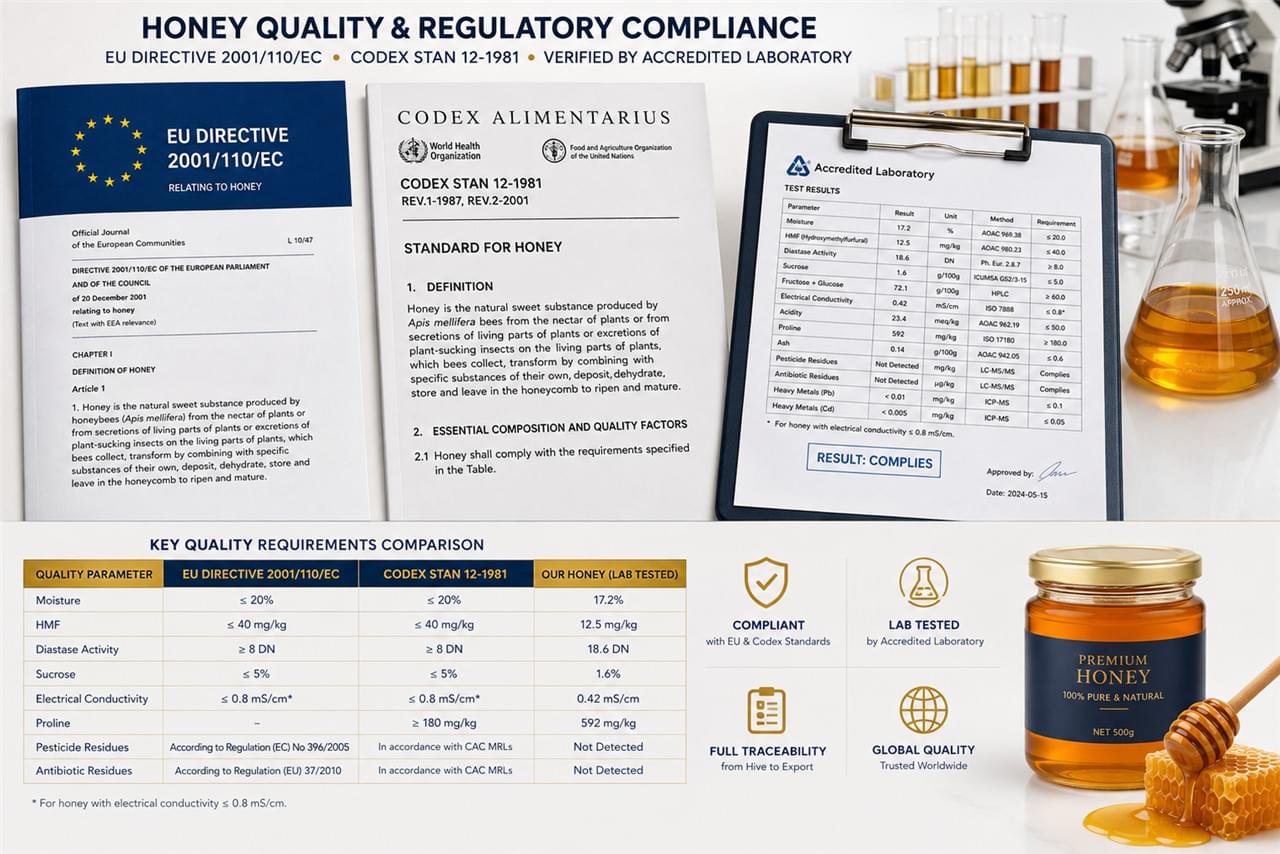 EU-Honigrichtlinie im Vergleich zu den Anforderungen des Codex Alimentarius-Standards B2B-Regulierungscompliance