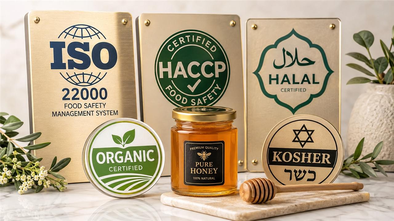 معايير جودة المحليات الطبيعية شهادات ISO HACCP HALAL عضوية الامتثال B2B