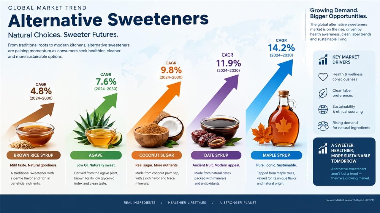 Alternative Süßungsmittel Markt Nachfrage 2025 Reissirup Agave Kokosblütenzucker Wachstum