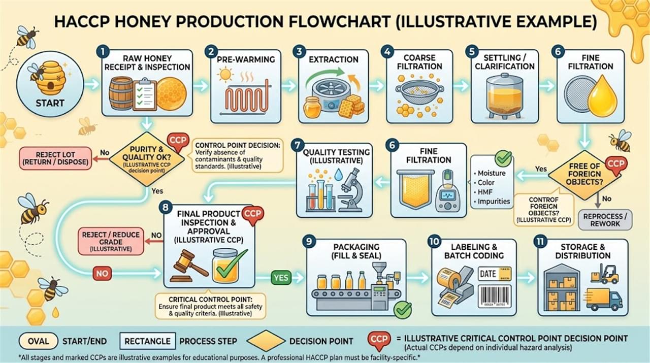 HACCP-Plan Honigproduktion Prozessflussdiagramm kritische Kontrollpunkte